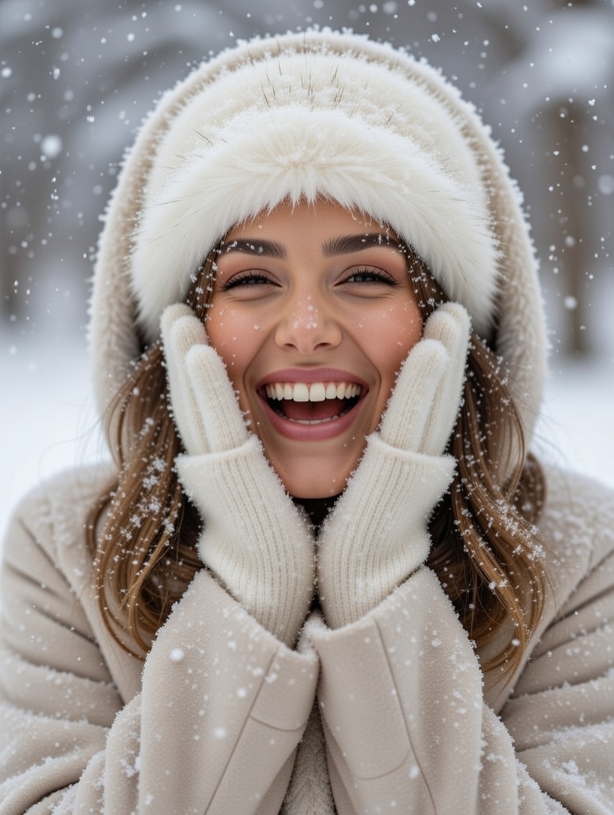 White Fur Hooded Coat - After